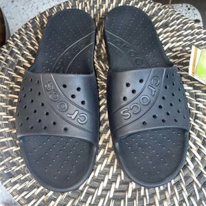 Crocs Chawaii Slide Black Relaxed Fit‎ Slip On M8 W10 NWT